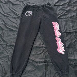 Forever 21x Hello Kitty Kids Joggers in Black with Pink Logo